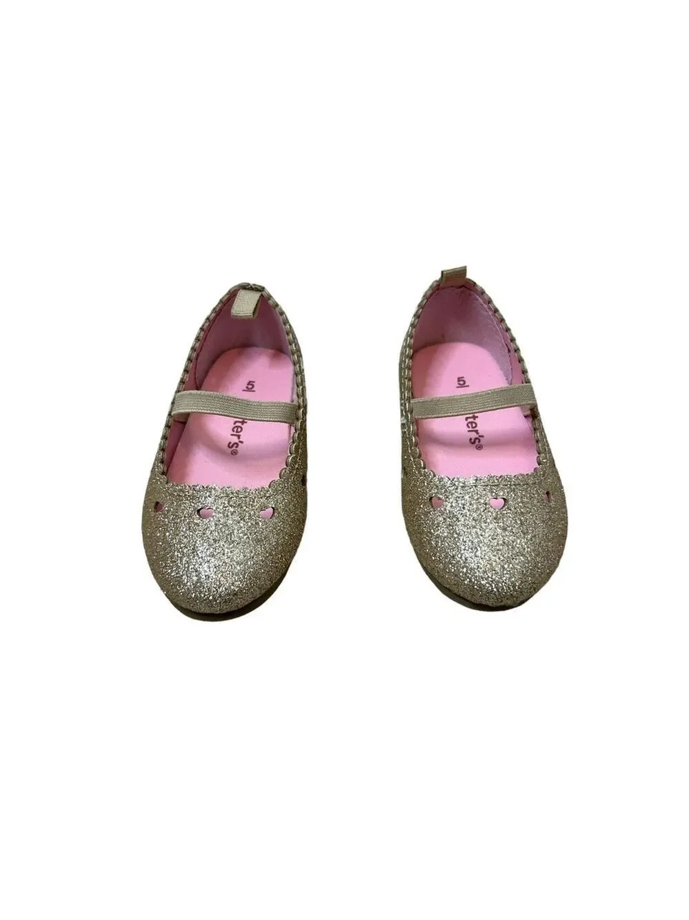 Carters Toddler Girl's Ellaria Slip On Ballet Flats Gold Sparkle Size 5